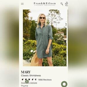 Frank & Eileen Mary Shirt Dress in sage green